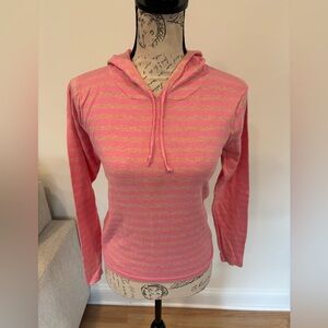 New Scotland pink and tan striped sweater with hood made of 100% cotton medium